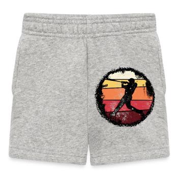 Silhouette de coucher de soleil de baseball - Short Bébé - gris chiné - Devant