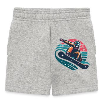 Dynamische Snowboarder-Bewegungsillustration - Baby Shorts - Grau meliert - Vorne