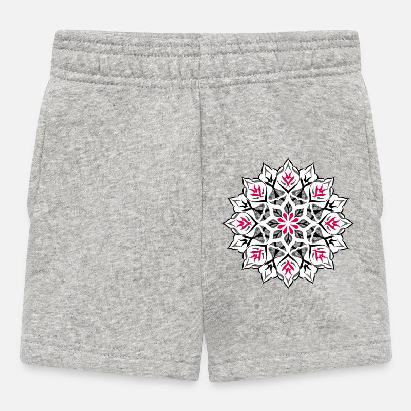 Dotwork mandala design - Baby Shorts - heather grey