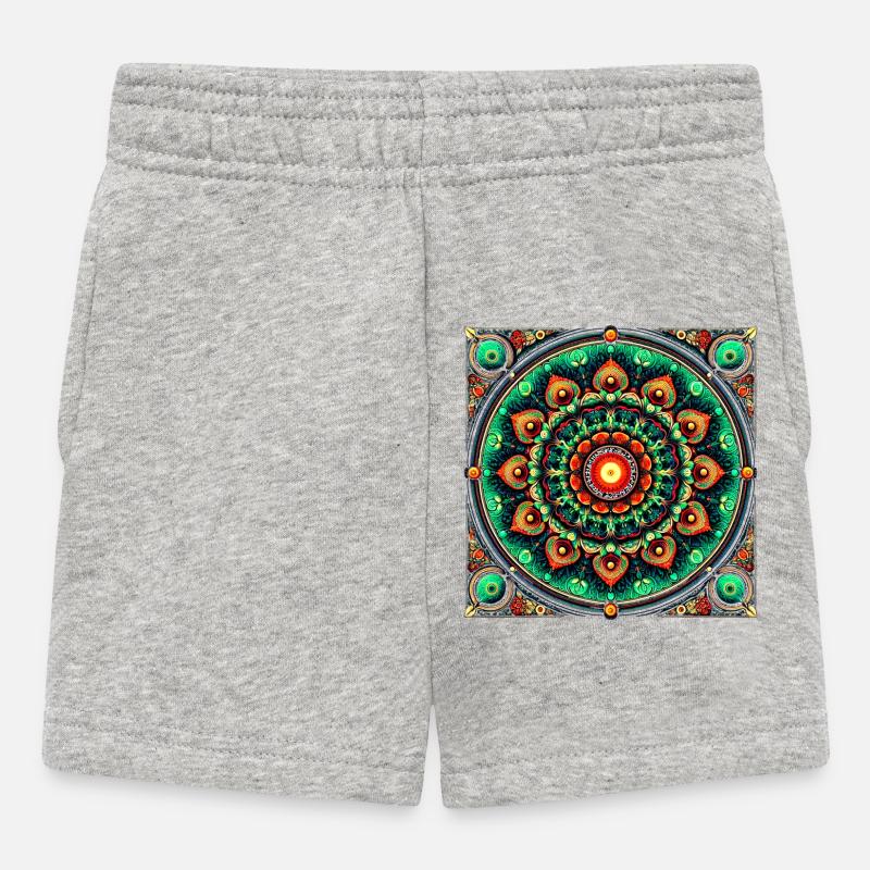 Manda en vitrail vert et orange - Short Bébé - gris chiné
