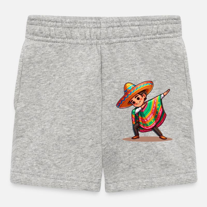 Costume de Poncho Mexicain Faisant le Dab. - Short Bébé - gris chiné