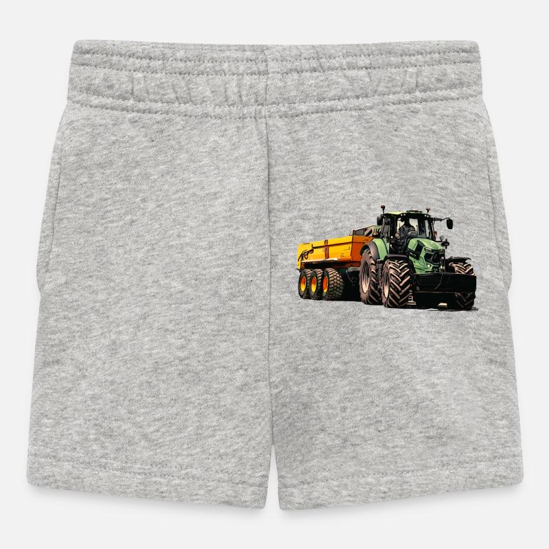 Tracteur avec remorque à benne basculante - Short Bébé - gris chiné