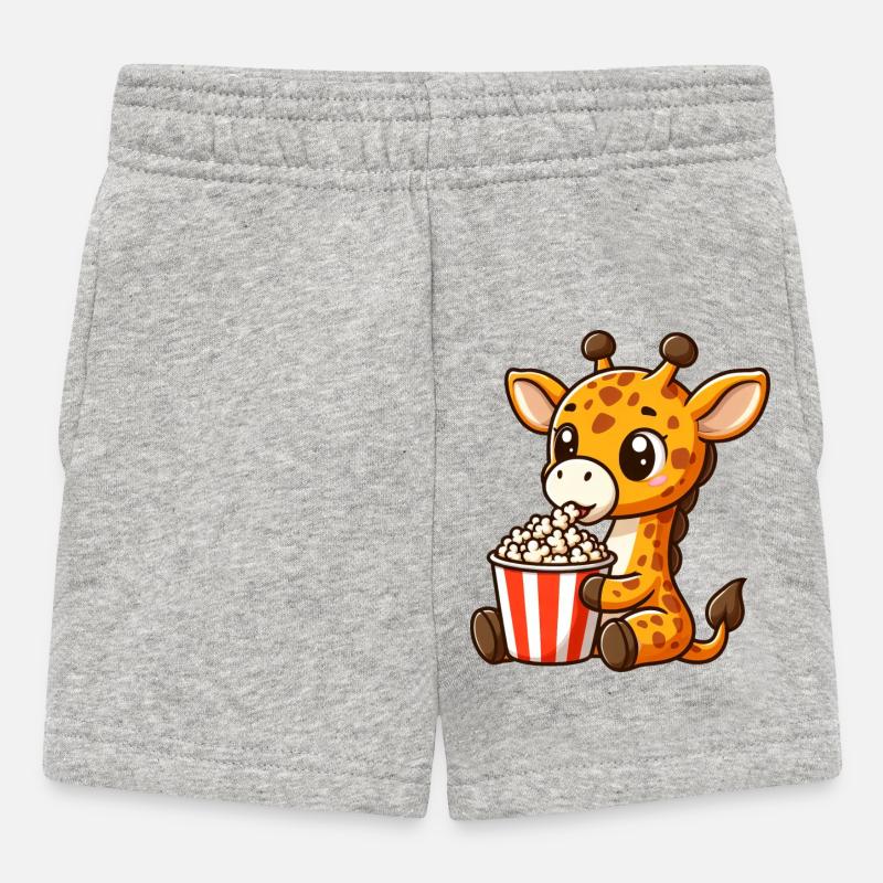 Une girafe fan de cinéma mange du pop-corn - Short Bébé - gris chiné