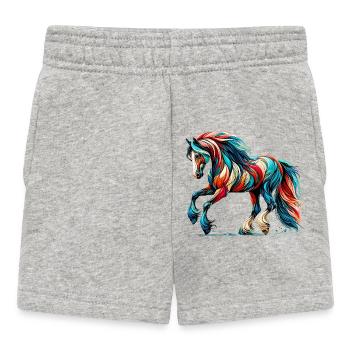 Pferd - Baby Shorts - Grau meliert - Vorne
