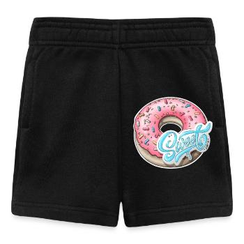 Rosa Streusel Donut mit süßem Etikett - Baby Shorts - Schwarz - Vorne