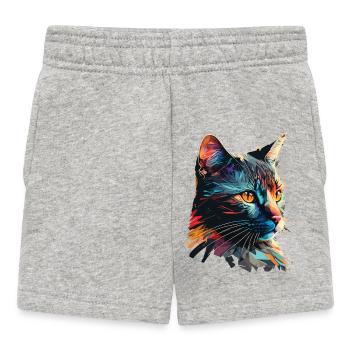 Bunte Katze - Baby Shorts - Grau meliert - Vorne