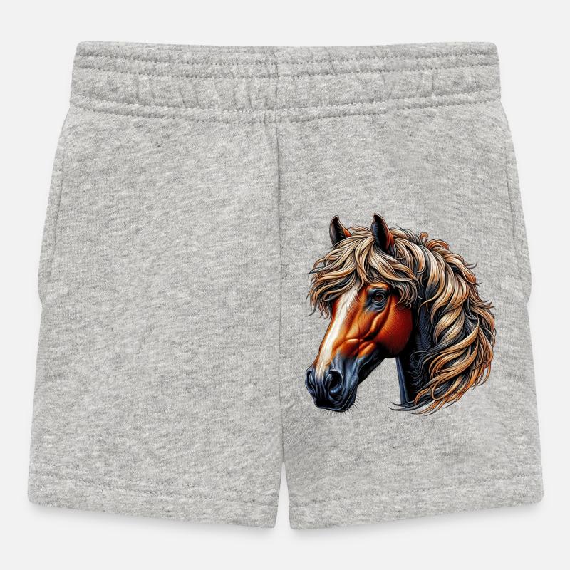 Pferd - Baby Shorts - Grau meliert