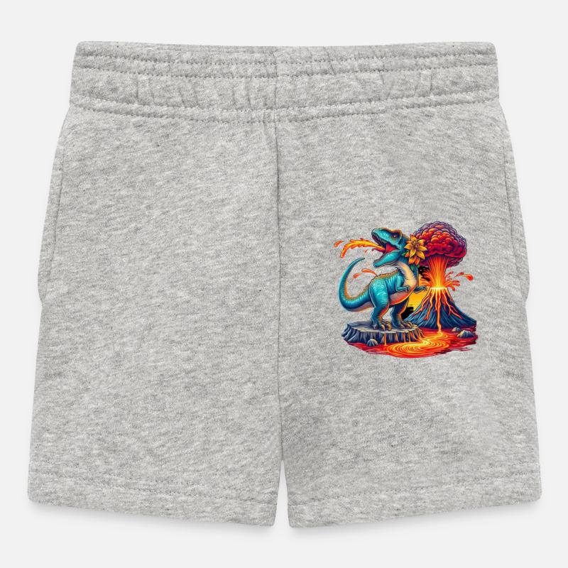 Éruption du volcan Dino avec fleur - Short Bébé - gris chiné