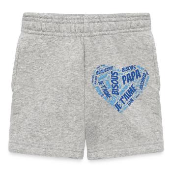 Message cœur je t'aime Papa - Short Bébé - gris chiné - Devant