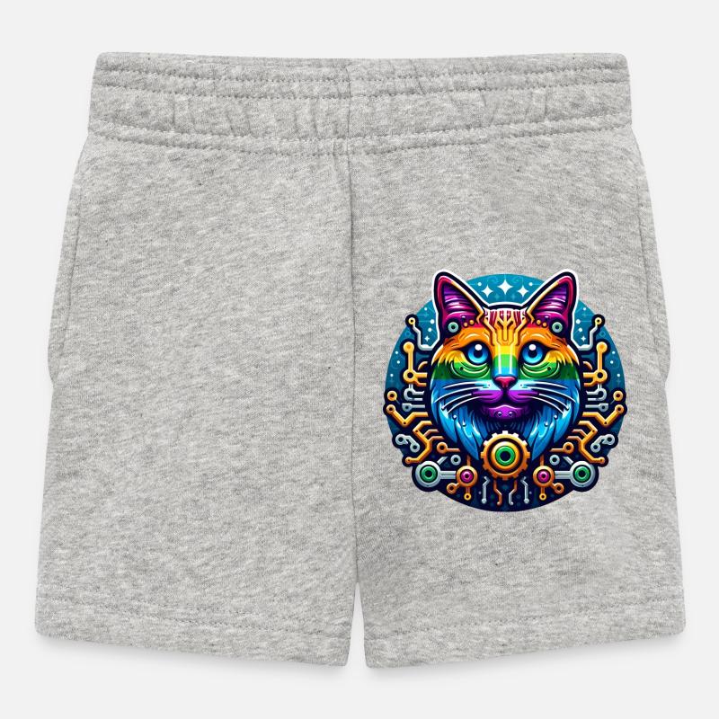Mechanical Rainbow Cat - Baby Shorts - heather grey