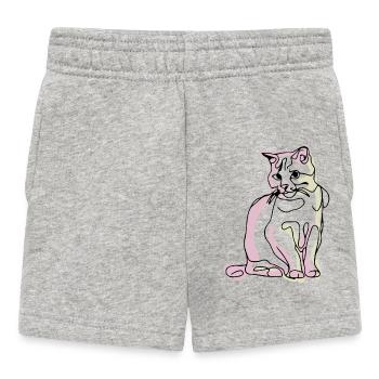 Cat- one line drawing - Baby Shorts - heather grey - Front