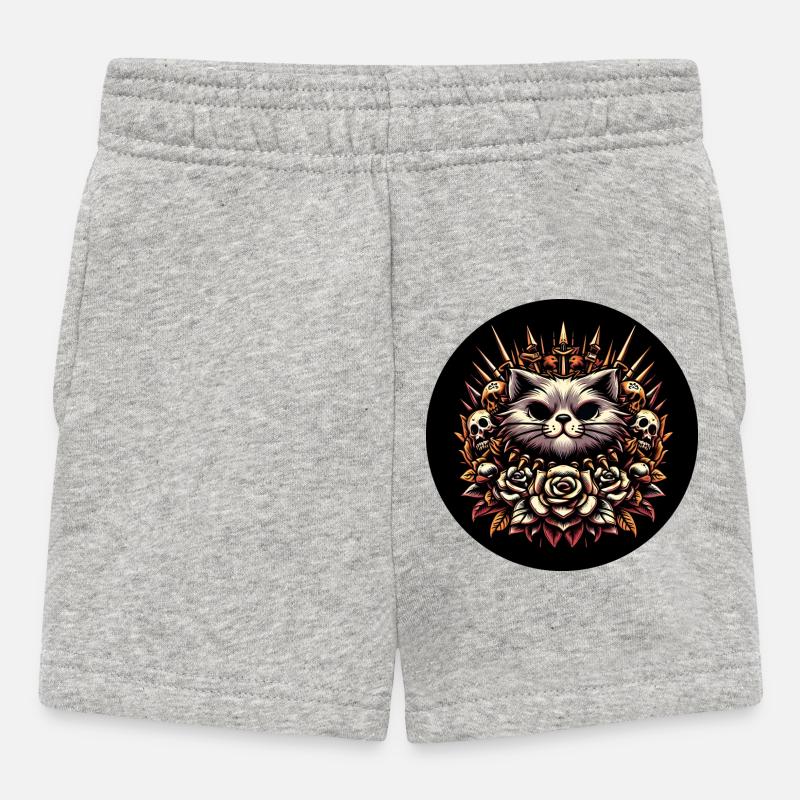 Evil cat - Baby Shorts - heather grey