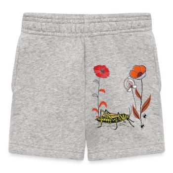 Garden flower with grasshopper and ants - Baby Shorts - heather grey - Front