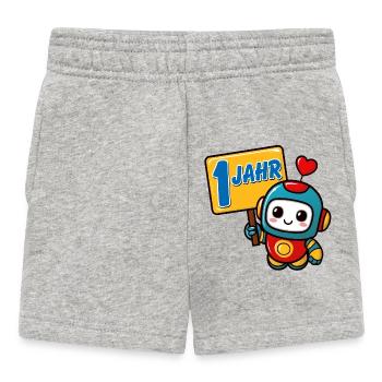 Ein Jahr kleiner Roboter Kindergeburtstag - Baby Shorts - Grau meliert - Vorne