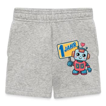 Ein Jahr kleiner Roboter Kindergeburtstag - Baby Shorts - Grau meliert - Vorne