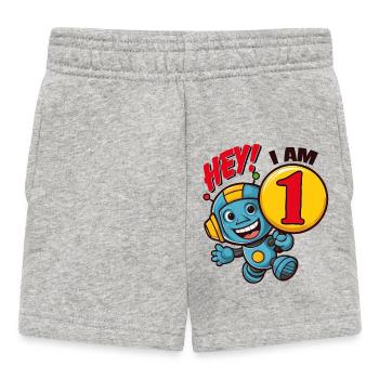 One Year Little Cute Robot Children's Birthday Party - Baby Shorts - heather grey - Front