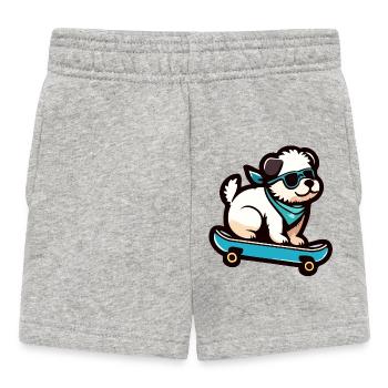 Pup on Wheels: The Skateboarding Canine - Baby Shorts - heather grey - Front