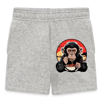 Drôle de singe nouilles ramen Japon singe chimpanzé - Short Bébé - gris chiné - Devant