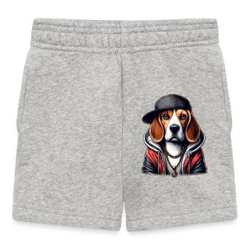 Beagle Gangsta Hund Cappy Geschenk - Baby Shorts - Grau meliert - Vorne
