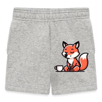 Zen-Fuchs: Der ruhige Teemeister - Baby Shorts - Grau meliert - Vorne