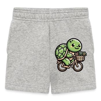 Cute Turtle Bicycle Design - Baby Shorts - heather grey - Front