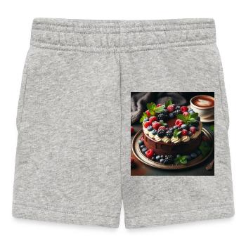 Gâteau au chocolat et aux fruits rouges - Short Bébé - gris chiné - Devant