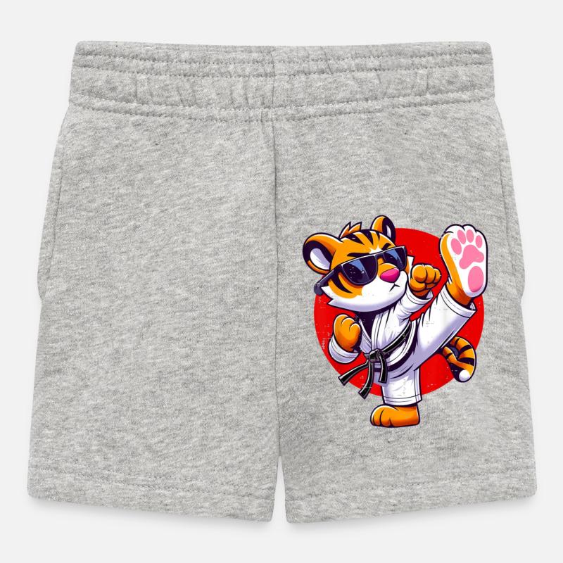 Tigre Karate Style Illustration - Short Bébé - gris chiné