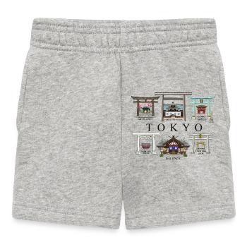 Tokyo Japan Hand Drawing Shrines in Tokyo Torii - Baby Shorts - heather grey - Front