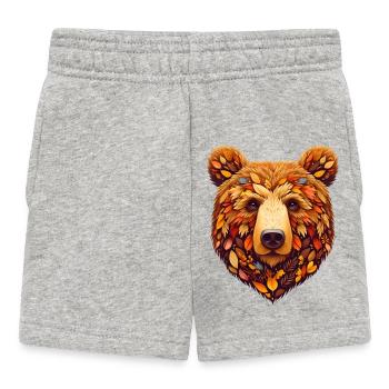 Ours brun, conçu à partir de différentes feuilles - Short Bébé - gris chiné - Devant
