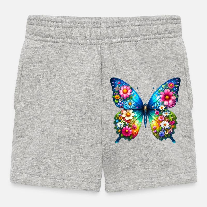 Fleurs de fleurs de papillon - Short Bébé - gris chiné