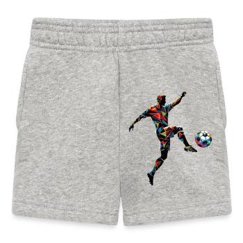 dynamischer Fußballspieler spielt Fußball - Baby Shorts - Grau meliert - Vorne