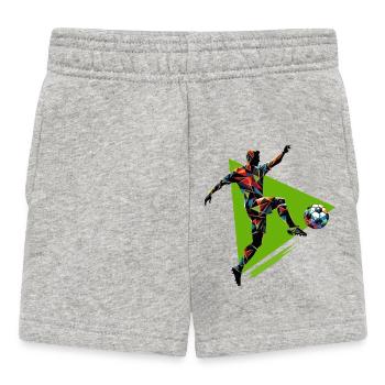 dynamischer Fußballspieler spielt Fußball - Baby Shorts - Grau meliert - Vorne