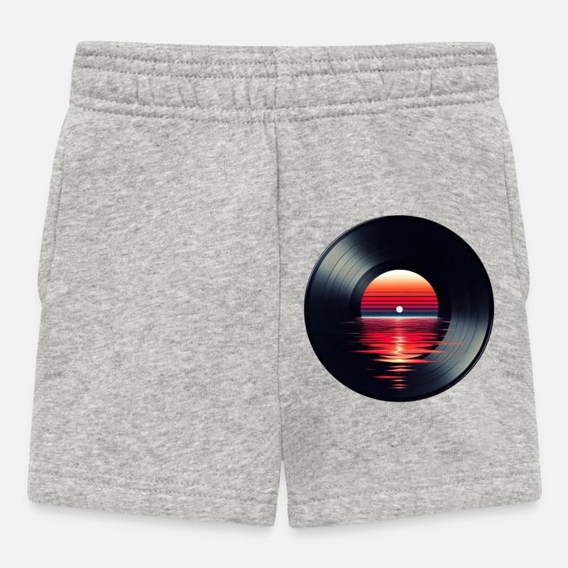 Disque de musique LP vinyle, Retro Sunset - Short Bébé - gris chiné