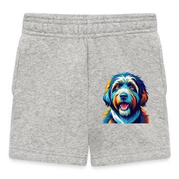 Chien de berger catalan race coloré dessin animé kawaii - Short Bébé - gris chiné - Devant