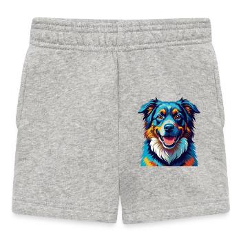 Chien de berger caucasien Race Dessin animé Kawaii - Short Bébé - gris chiné - Devant