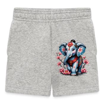 Majestätischer Elefant im traditionellen japanischen Stil. - Baby Shorts - Grau meliert - Vorne