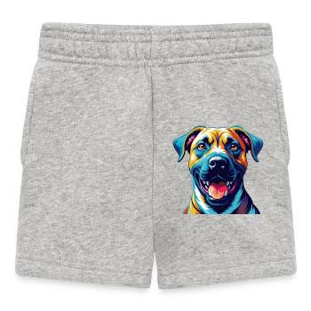 Schwarzes Maul Cur Hunderasse Bunte Karikatur Kawaii - Baby Shorts - Grau meliert - Vorne