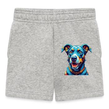 Chien en dentelle bleue race Dessin animé coloré Kawaii - Short Bébé - gris chiné - Devant