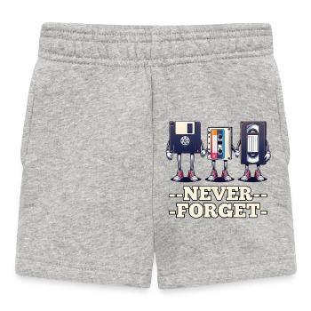 Floppy Disk, Cassette, VHS - Never Forget - Baby Shorts - heather grey - Front