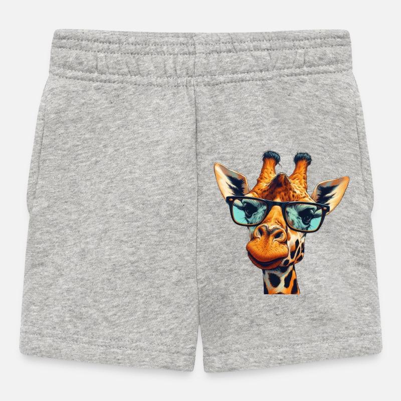 Giraffe mit Brille - Baby Shorts - Grau meliert