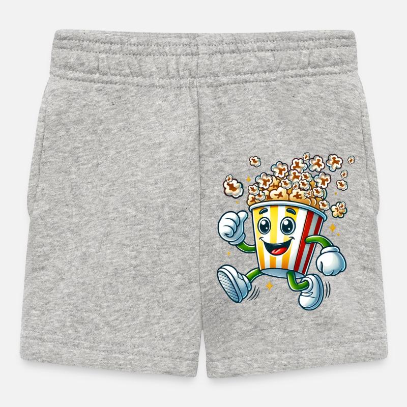 motif pop-corn de dessin animé joyeux pour s’amuser au cinéma - Short Bébé - gris chiné