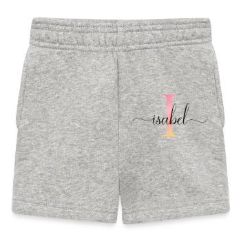 I | Monogram | Name | Isabel |Watercolor - Baby Shorts - heather grey - Front