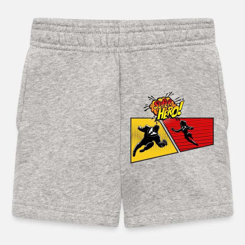 Superhero Pop Art Panel - Baby Shorts - heather grey