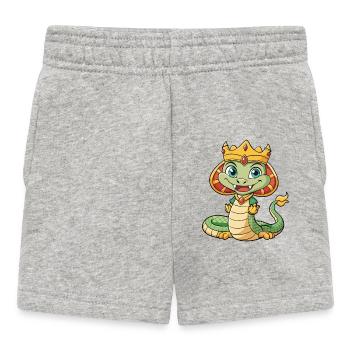 Roi Cobra Mignon Personnage De Dessin Animé Kawaii Clipart - Short Bébé - gris chiné - Devant