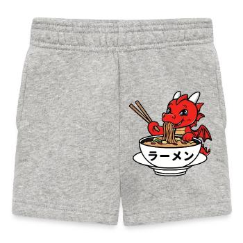 Niedlicher Drache genießt japanische Ramen - Baby Shorts - Grau meliert - Vorne