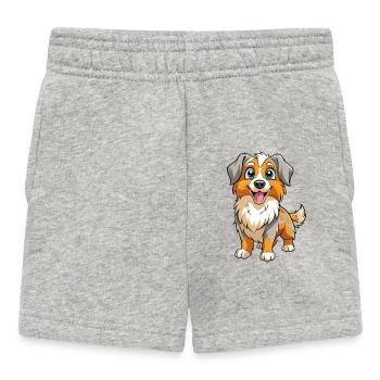 Berger Australien Chien Dessin Animé Kawaii Clipart - Short Bébé - gris chiné - Devant