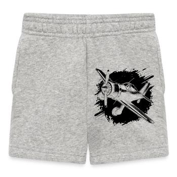 Propeller Airplane Sketch - Baby Shorts - heather grey - Front