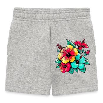 Hibiskusblüten - Baby Shorts - Grau meliert - Vorne