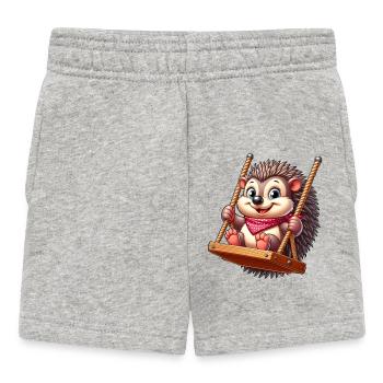 Süßer Igel schaukeln Spielplatz Cartoon - Baby Shorts - Grau meliert - Vorne
