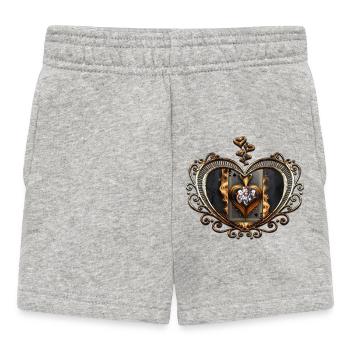Frauenkarte mit brennendem Herzen - Baby Shorts - Grau meliert - Vorne